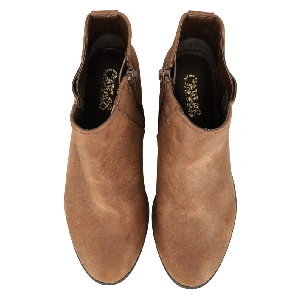 Carlos Santana Boots Womens 5.5 M Brown Faux Suede Booties Side Zip Heels New - Picture 7 of 13